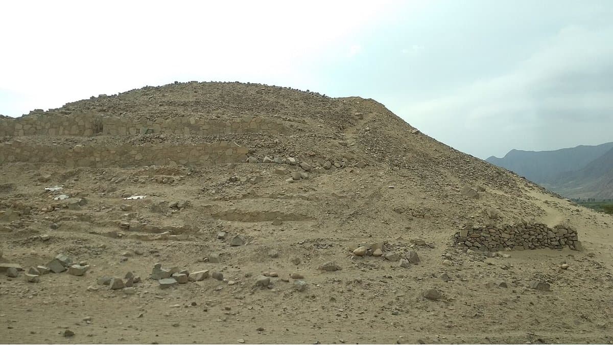 Earthen and stone platform architecture in the ancient city of Caral.