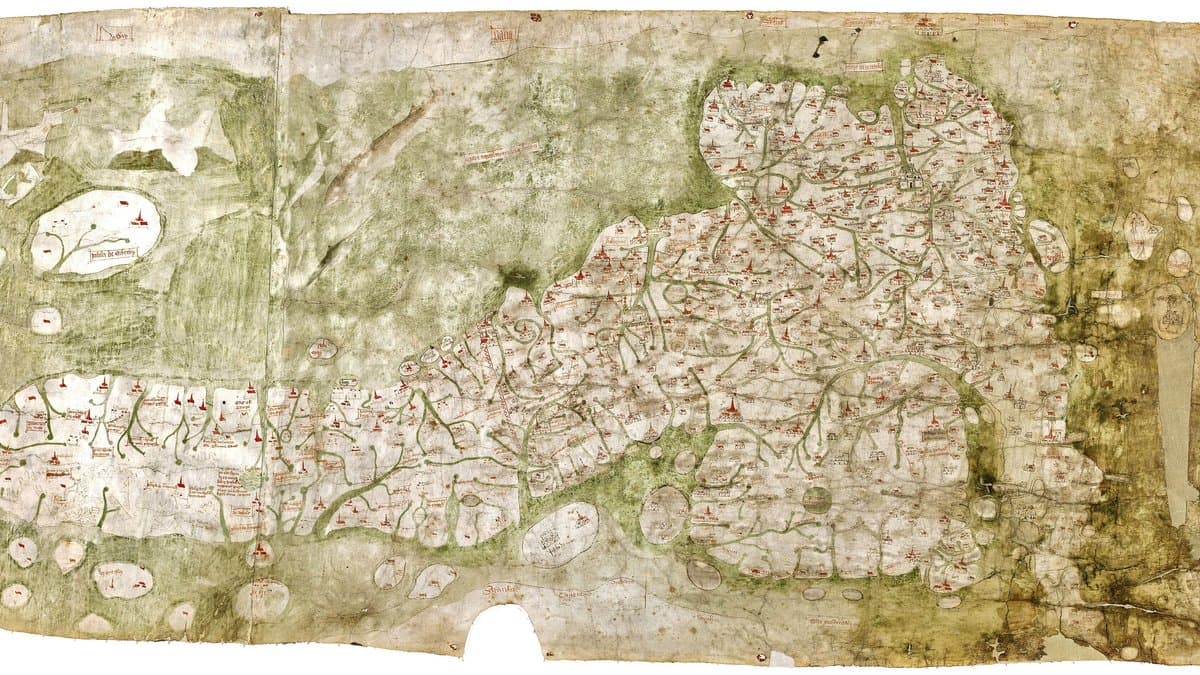 The fourteenth-century Gough Map of Britain, Bodleian Libraries.