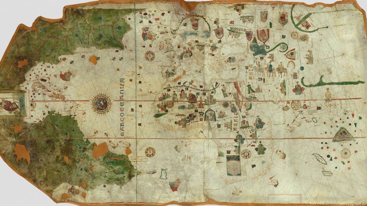 Photographic record of Juan de la Cosa’s 1500 world chart, original Museo Naval de Madrid, documented by Factum Foundation in 2021.