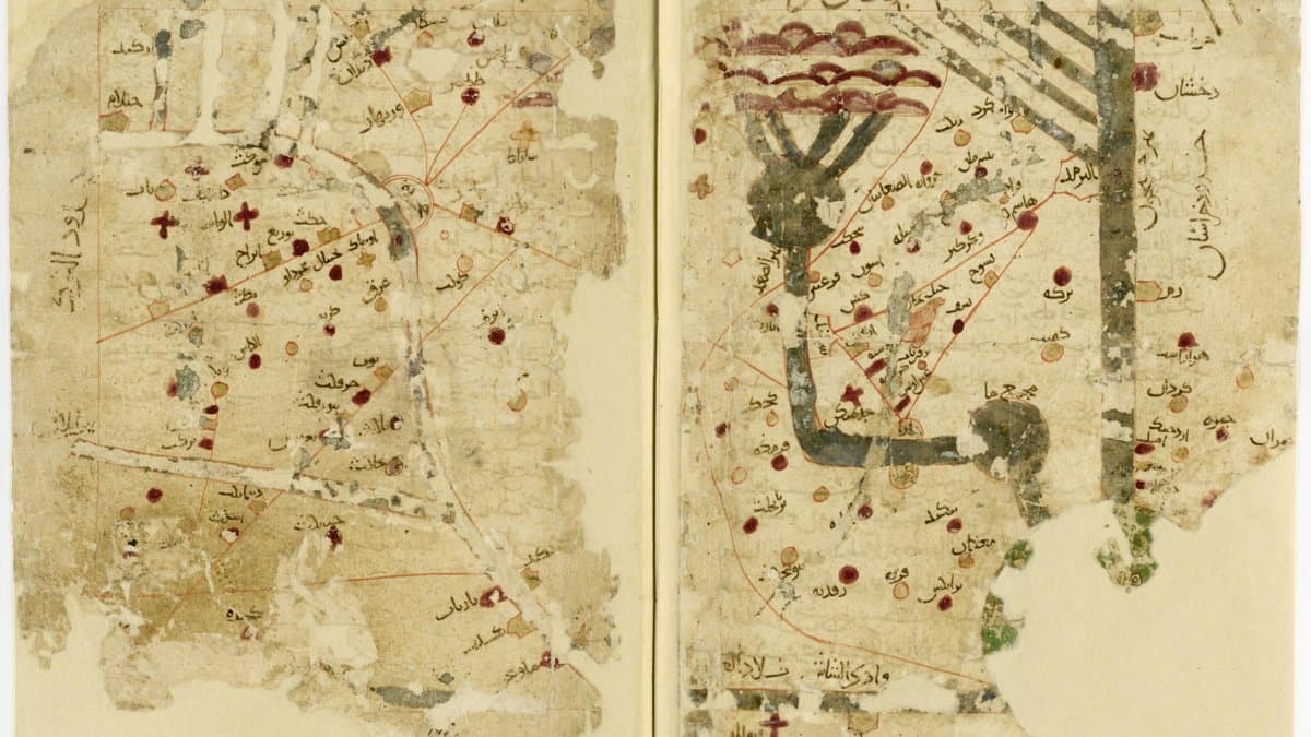 Map of Transoxania from the 1173 Arabic Kitab al-Aqalim, Gotha Research Library Ms. orient. A 1521; image published in UNESCO Memory of the World gallery.