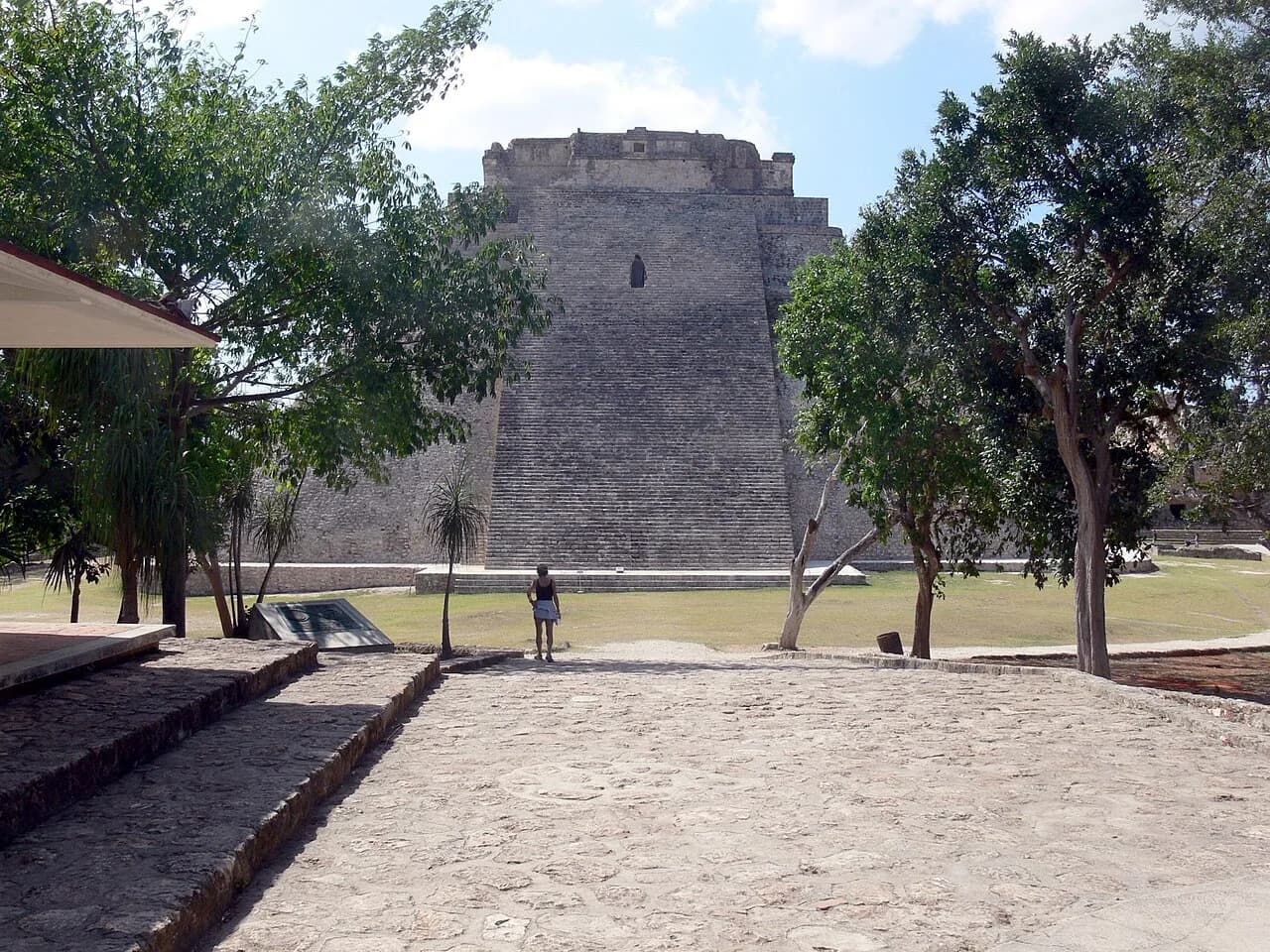 Rounded, stepped Pyramid of the Soothsayer rising above the Uxmal archaeological site.
