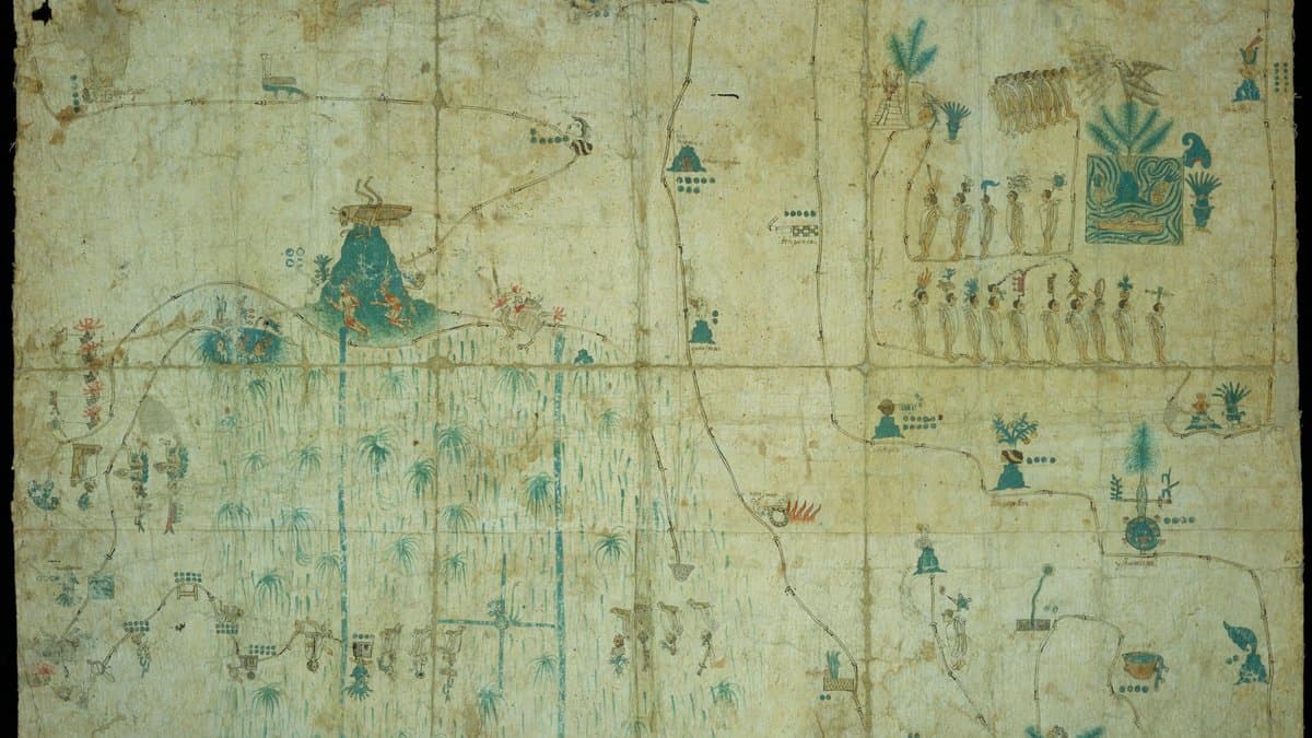 The Siguenza Map, a sixteenth-century Indigenous Mexican migration itinerary on amate; original held by INAH.