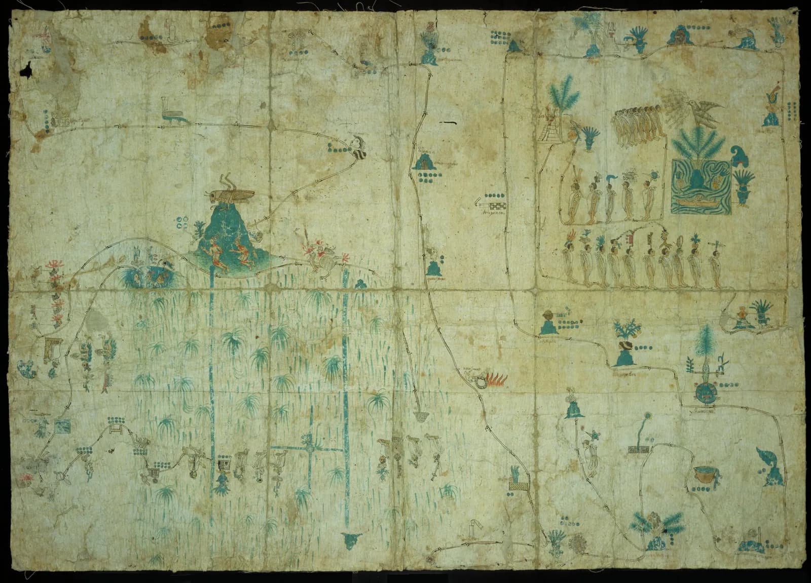 The Siguenza Map, a sixteenth-century Indigenous Mexican migration itinerary on amate; original held by INAH.