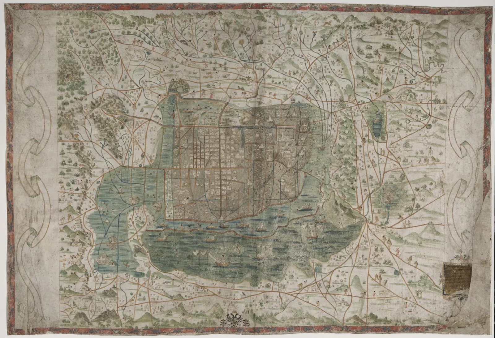 Uppsala map of Mexico-Tenochtitlan and region, c. 1550; Uppsala original, LOC WDL digital image.
