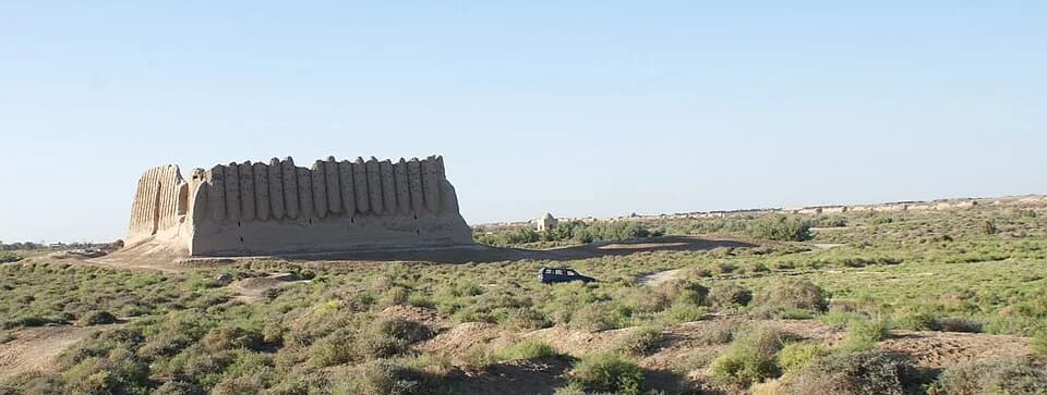Earthen walls of Great Kyz Kala in the Merv oasis.