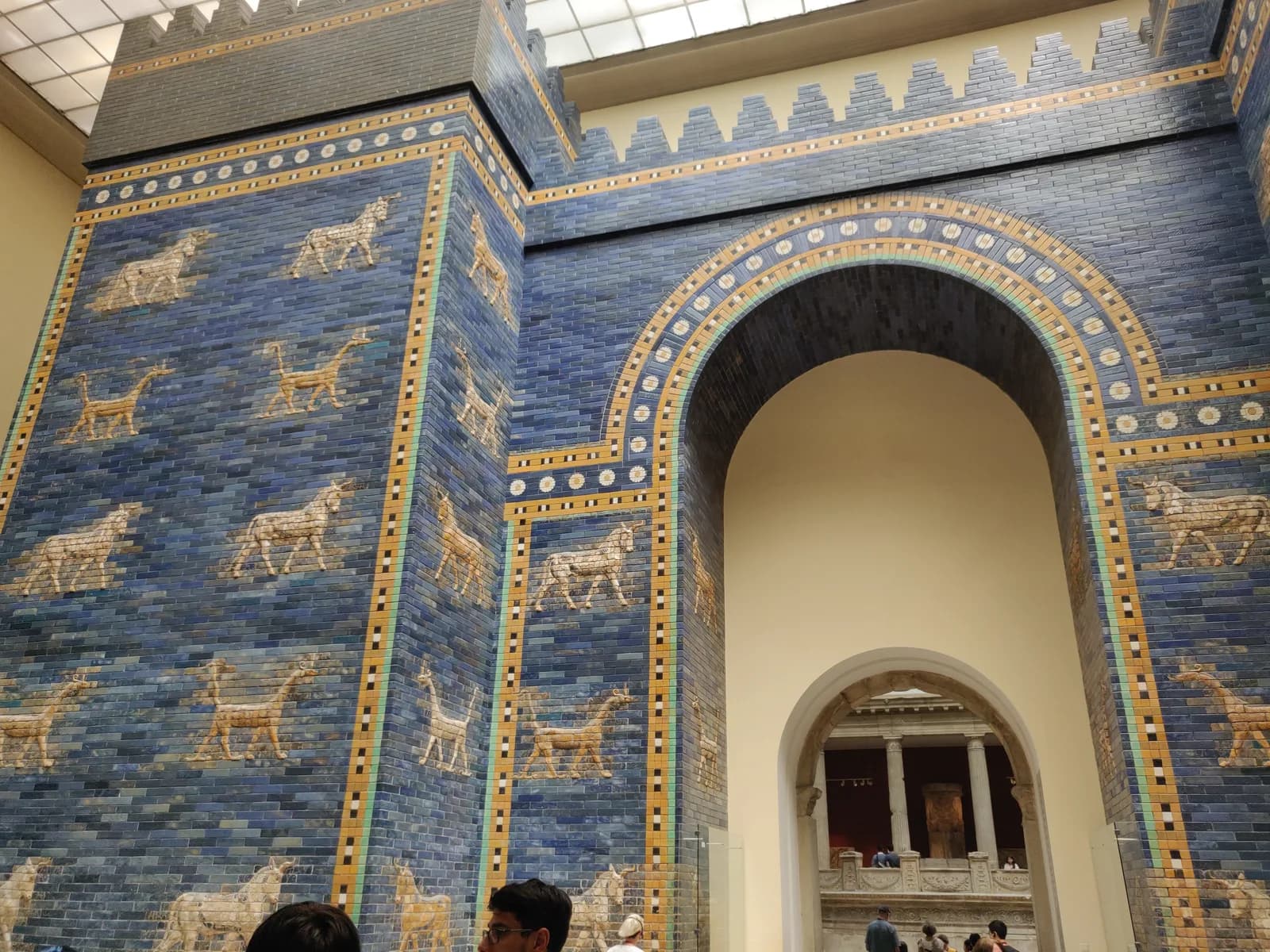 Blue glazed-brick reconstruction of the Ishtar foregate inside Berlin's Pergamonmuseum.