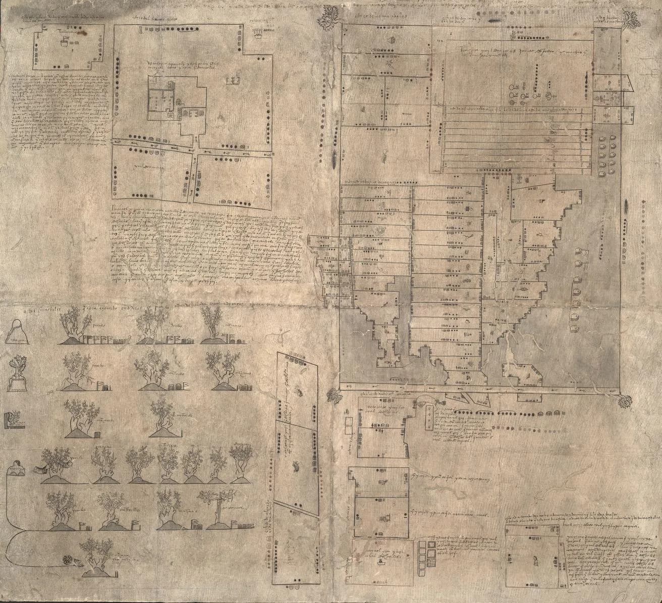 Oztoticpac Lands Map, c. 1540, on amate, Library of Congress original.